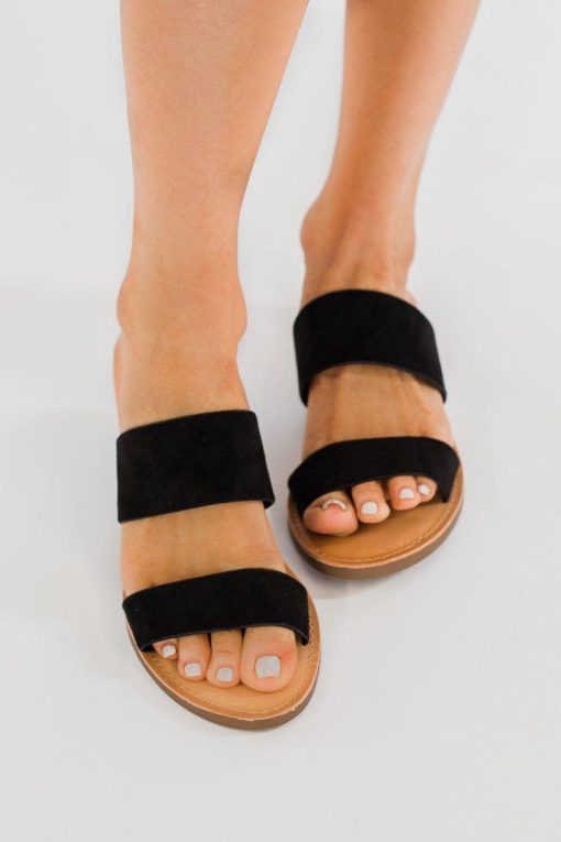 Double Banded PU Sandals | Women's Sandals | Black Sandals - Image 5