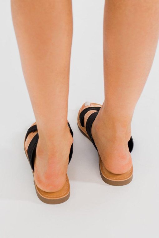 Double Banded PU Sandals | Women's Sandals | Black Sandals - Image 6