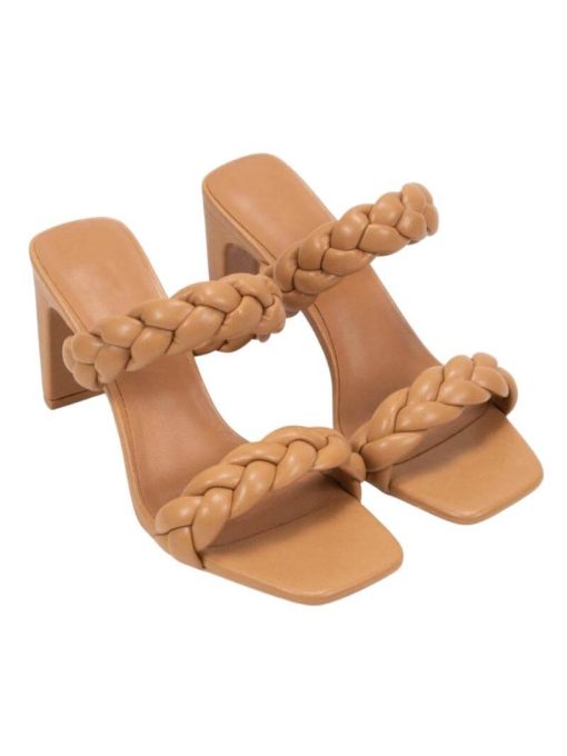 Double Braided Square Toe Block Heels | Women's Summer Heels