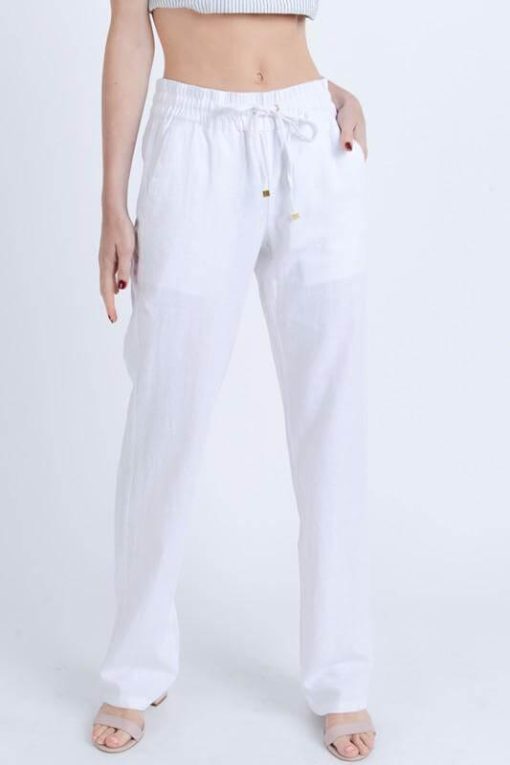 Drawstring Linen Pants | Wide Leg Pants - Image 4