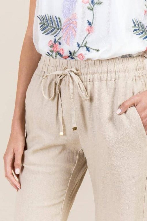 Drawstring Linen Pants | Wide Leg Pants - Image 5