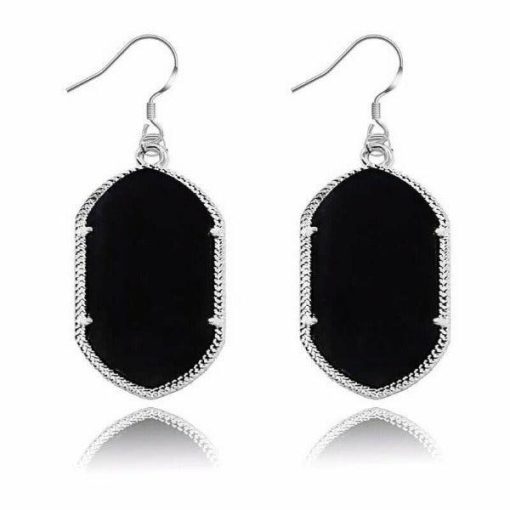 Druzy Sparkle Oblong Necklace & Earrings Set Jewelry - Image 4