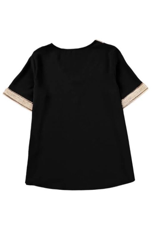 Elegant Contrast Lace V-Neck Blouse| Blouse for Older Women - Image 3