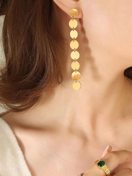 Elegant Disc Titanium Drop Earrings | Mature Women's Earrings