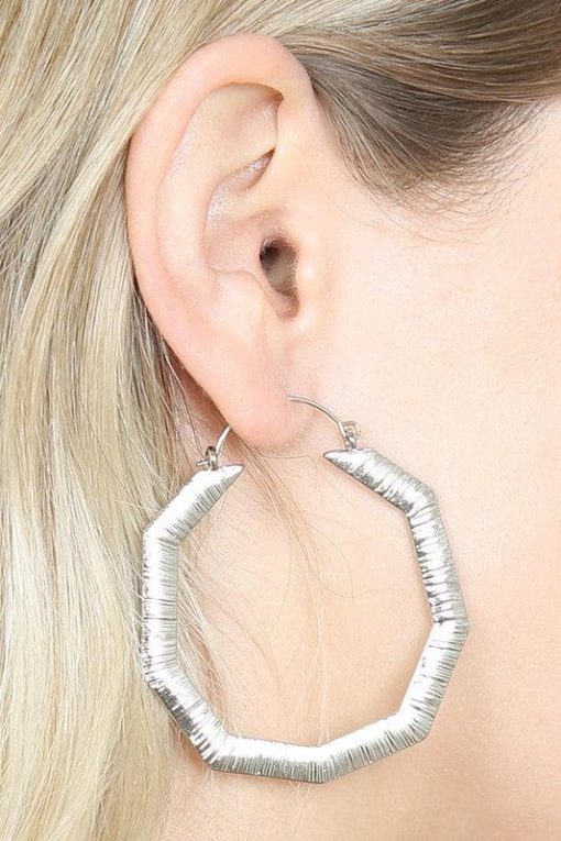Embellished Octagon Hoop Earrings Jewelry - Image 3