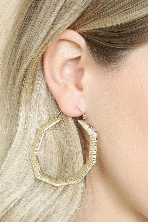 Embellished Octagon Hoop Earrings Jewelry - Image 4
