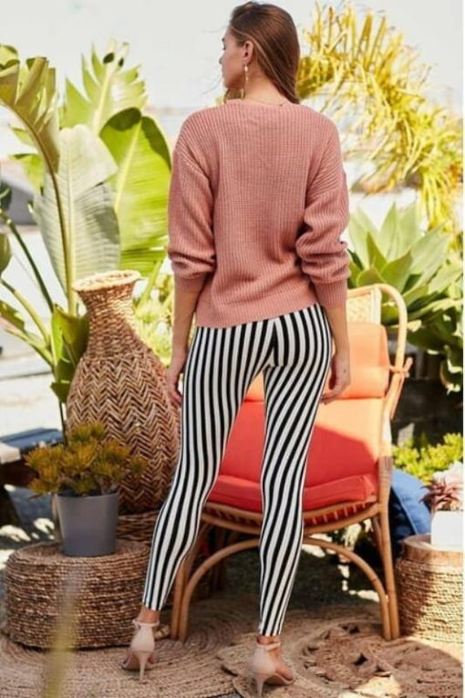 V-Neck Cutout Chunky Knit Sweater - Image 3