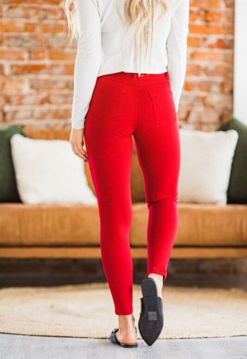 Endless Possibilities Jegging | Red Denim Jegging - Image 3