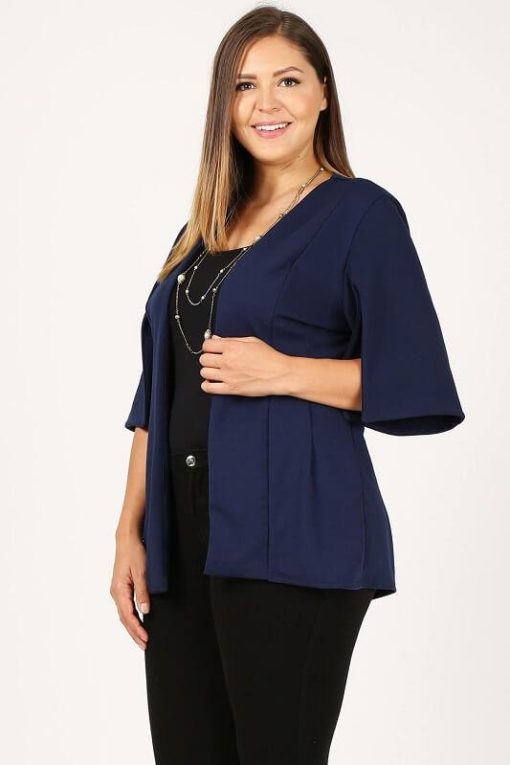 Erin Fitted Split Sleeve Open-Front Blazer | Mature Women's Clothing Boutique - Image 3