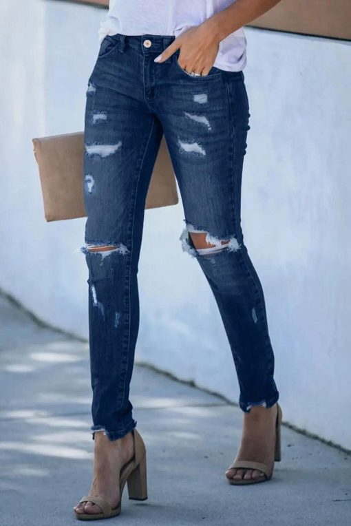 Everyday Midrise Destructed Ankle Skinny Jeans | Women's Denim - Image 4