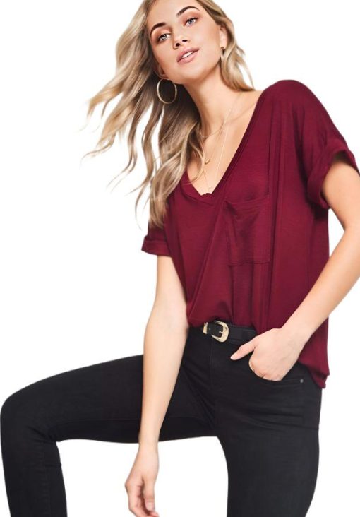 Everyday V-Neck Boyfriend Pocket Tee - Image 4