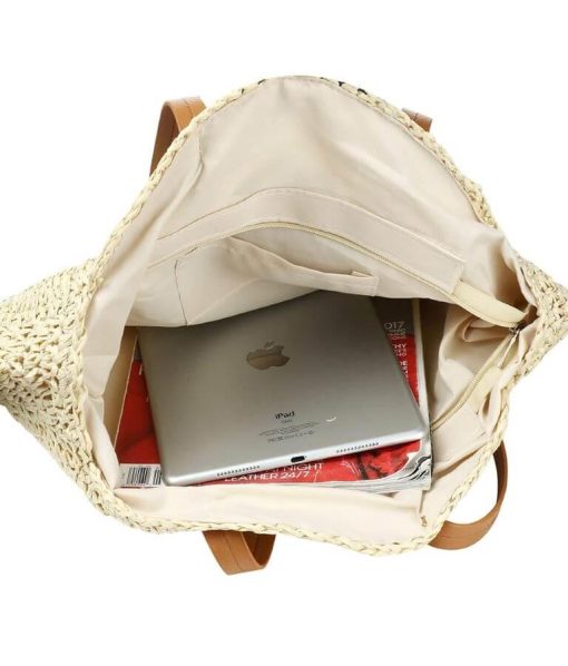 Color Block Straw Tote Bag | Women's Fashion Handbags & Totes - Image 6