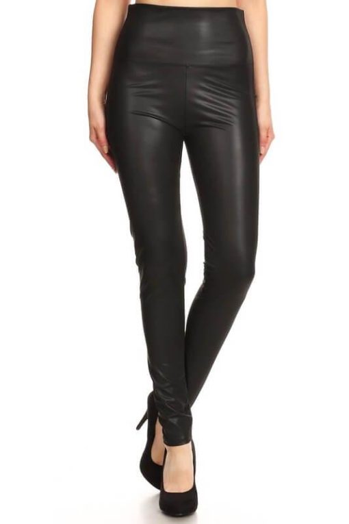 Faux Leather Liquid Leggings | High Waist Leggings - Image 4