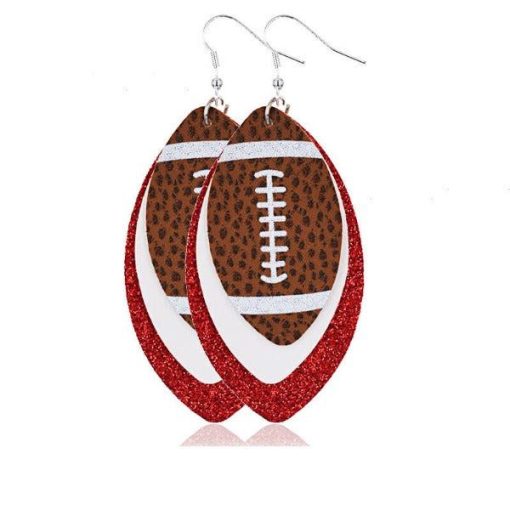 Faux Leather Vintage Football Hook Earrings | Black Friday Deals - Image 4