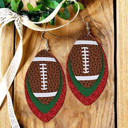 Faux Leather Vintage Football Hook Earrings | Black Friday Deals - Image 5