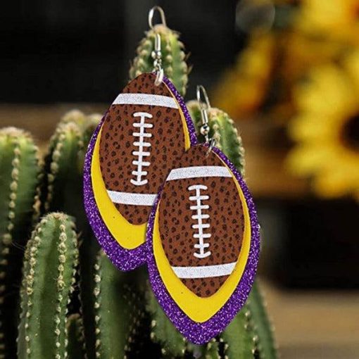 Faux Leather Vintage Football Hook Earrings | Black Friday Deals - Image 6