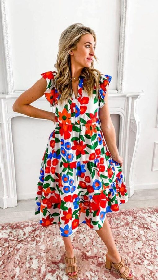 Floral Fusion Midi Dress | Summer Midi Dresses - Image 4
