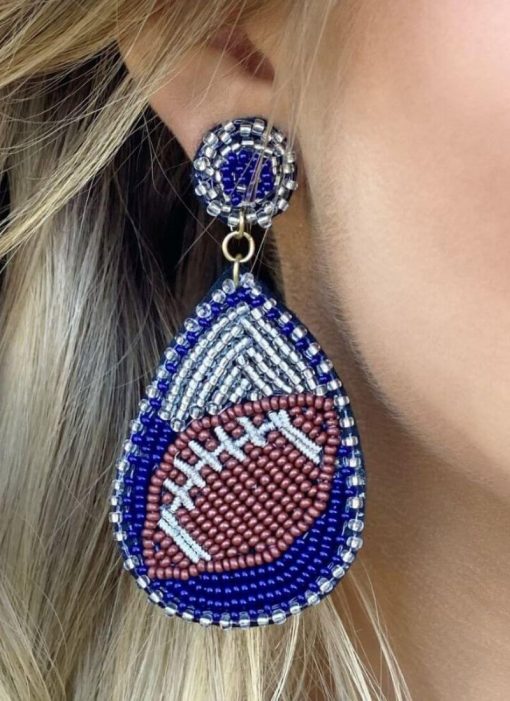 Football Teardrop Bead Stud Earrings - Image 3