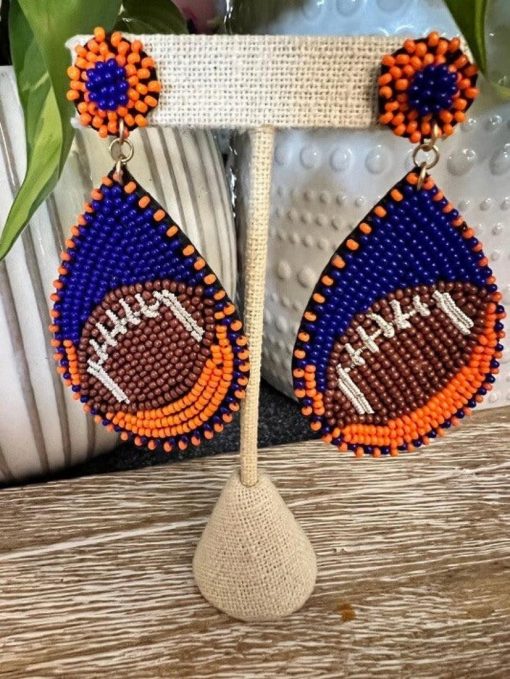 Football Teardrop Bead Stud Earrings - Image 5