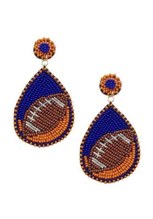 Football Teardrop Bead Stud Earrings - Image 6
