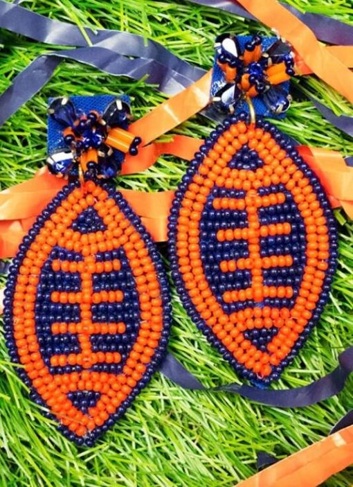 Football Beaded Earrings | Game Day Earrings - Image 3