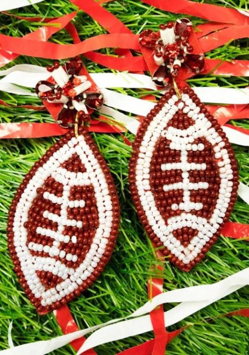 Football Beaded Earrings | Game Day Earrings - Image 4