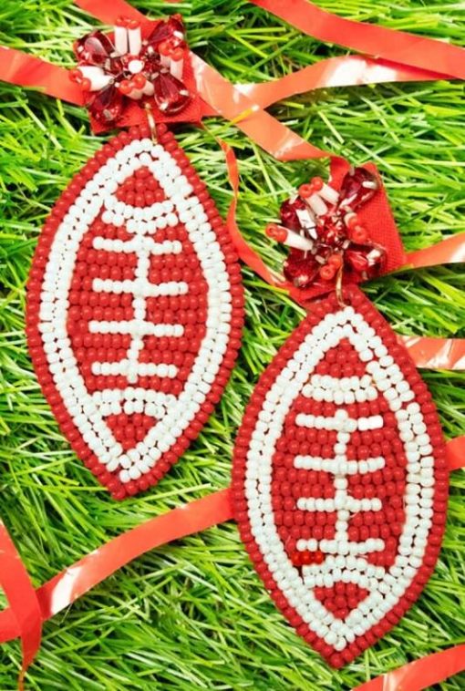 Football Beaded Earrings | Game Day Earrings - Image 5