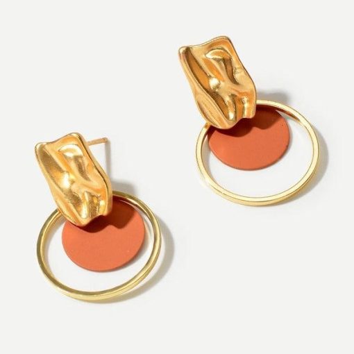 Geo Hammered Dangle Earrings Jolie Vaughan Mature Women's Clothing Online Boutique - Image 3