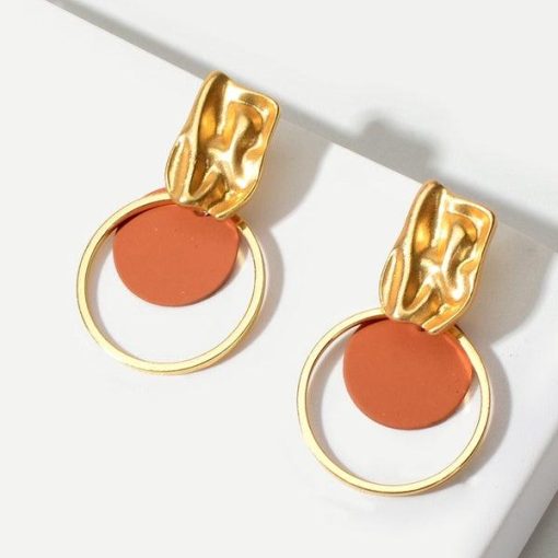 Geo Hammered Dangle Earrings Jolie Vaughan Mature Women's Clothing Online Boutique - Image 4
