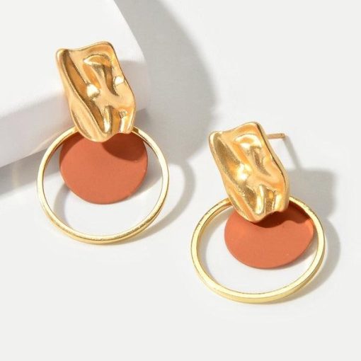 Geo Hammered Dangle Earrings Jolie Vaughan Mature Women's Clothing Online Boutique - Image 5