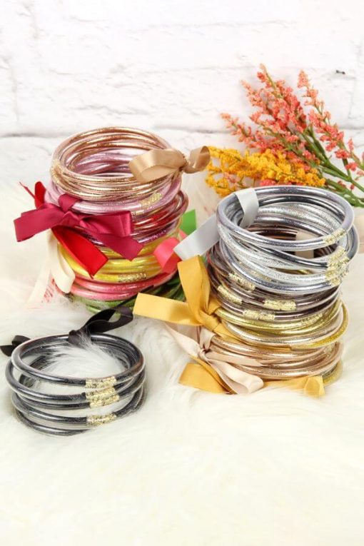 Jelly Glitter Bangle Bracelet Set | Perfect Gameday Colors