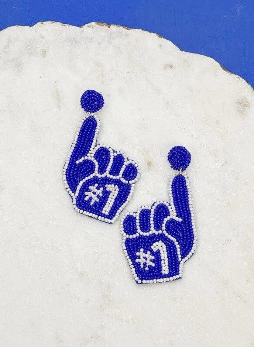 Go Team Beaded Earrings | Foam Finger Earrings - Image 4