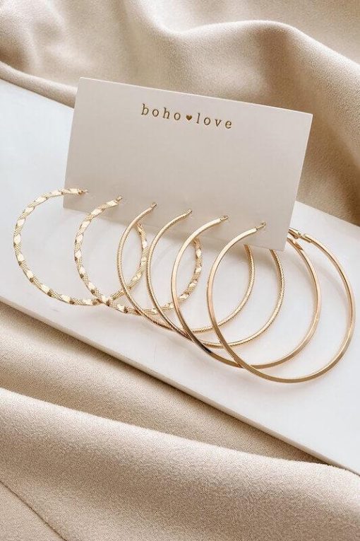 Gold 3-Piece Hoop Earrings Set | Women's Christmas Gifts for 2022