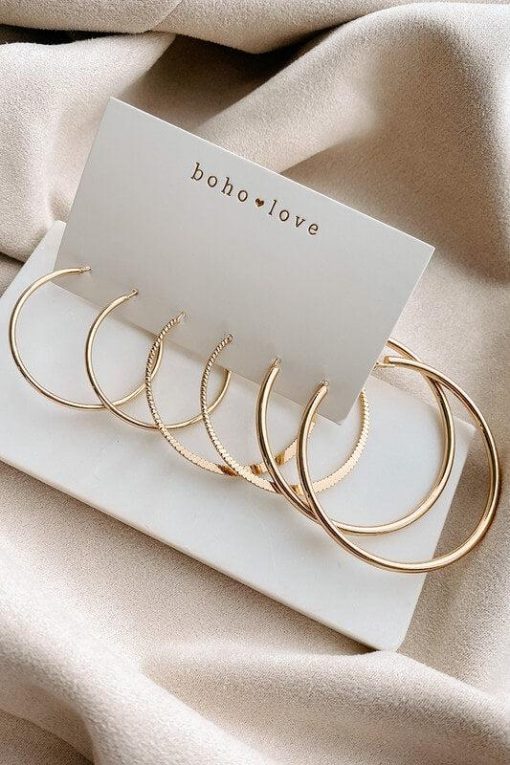 Gold 3-Piece Hoop Earrings Set | Women's Christmas Gifts for 2022