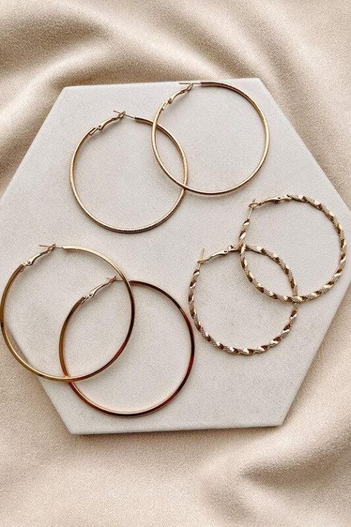Gold 3-Piece Hoop Earrings Set | Women's Christmas Gifts for 2022 - Image 3