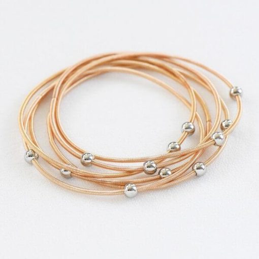 Gold Beaded Guitar String Bracelet Set - Image 3