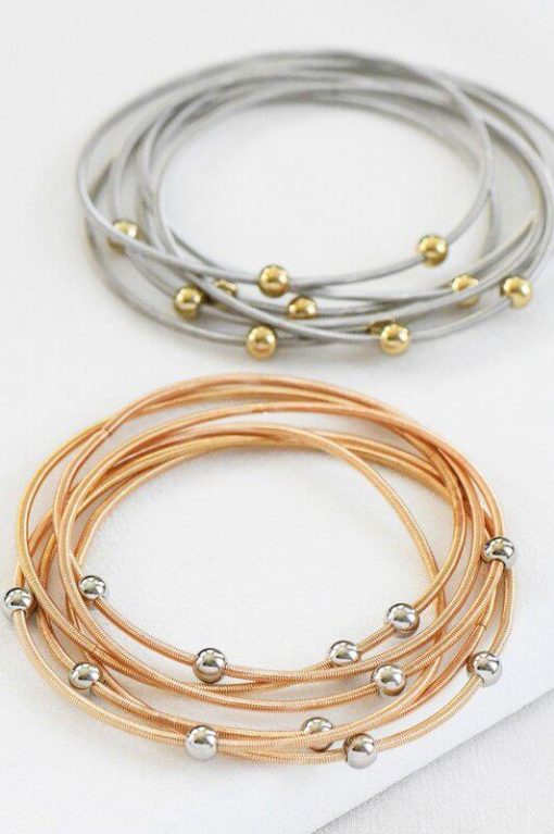 Gold Beaded Guitar String Bracelet Set - Image 4