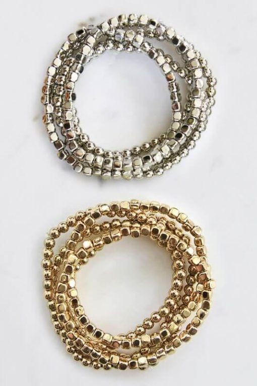 Gold Beaded Stretch Bracelet Set - Image 3