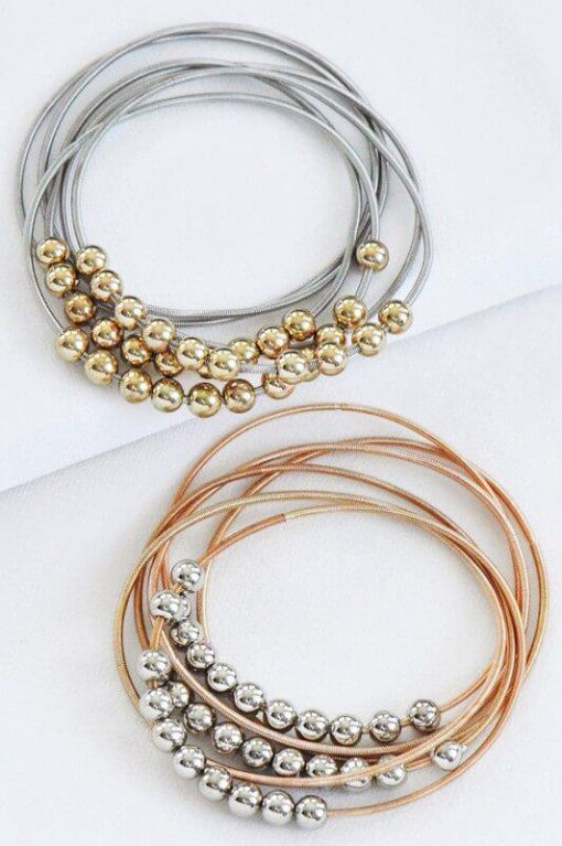 Gold Large Bead Guitar String Bracelet Set - Image 3
