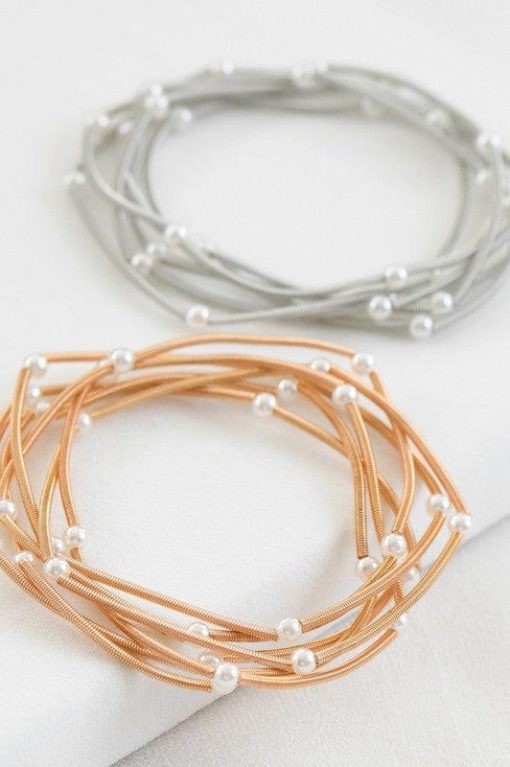 Gold Pearl Guitar String Bracelet Set - Image 3