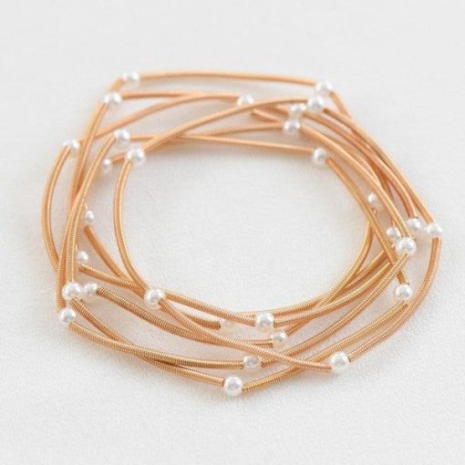 Gold Pearl Guitar String Bracelet Set - Image 4