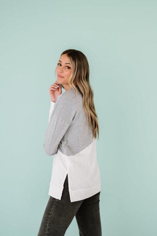 Gray & White Color Block Crewneck Tunic - Image 4
