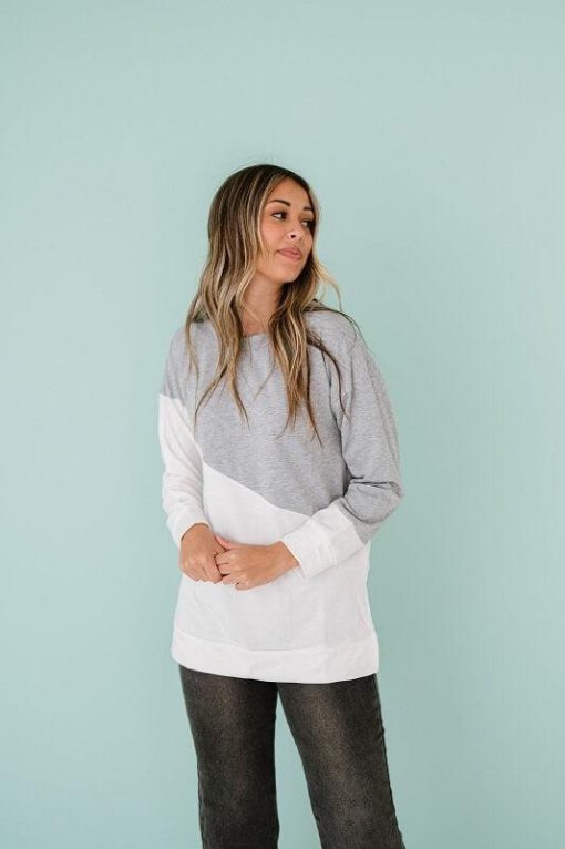 Gray & White Color Block Crewneck Tunic - Image 5