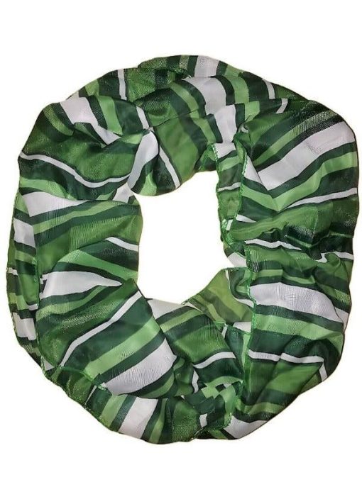 Green White Striped Infinity Scarf | Mature Women's Accessories