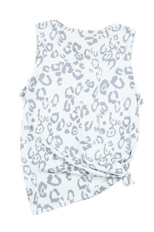 Grey Leopard Print Crew Neck Top - Image 3