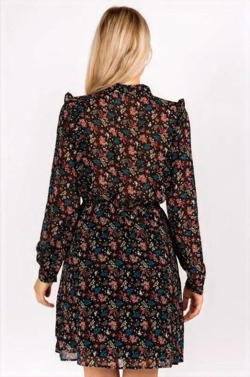 Harper Floral Ruffle Fit & Flare Tie-Neck Dress Dresses - Image 4