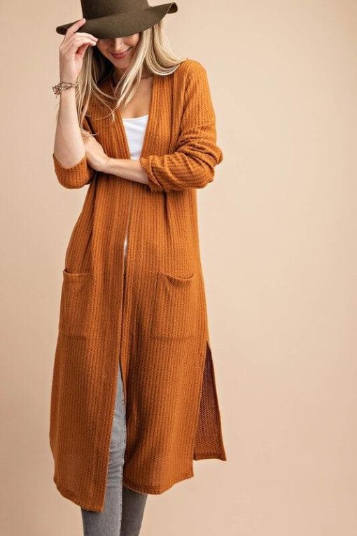 Hazel Open Front Long Pocket Cardigan Outerwear - Image 5