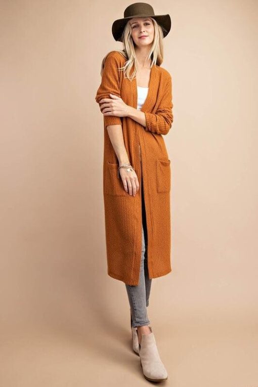 Hazel Open Front Long Pocket Cardigan Outerwear - Image 6
