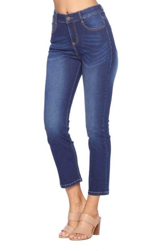 Dark Wash High-Rise Ankle Jeans