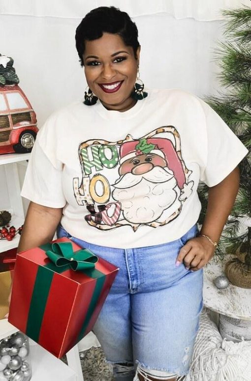 Ho Ho Ho Whimsical Santa T-Shirt | Holiday Graphic Tees